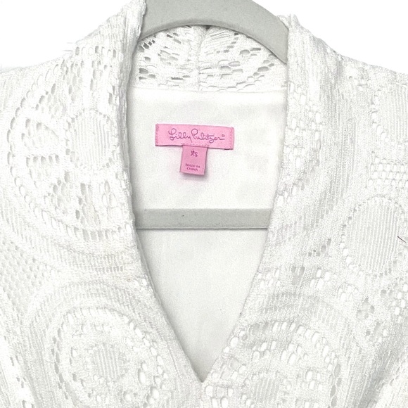 Lilly Pulitzer White Crochet 3/4 Sleeve Dress XS - Picture 3 of 7